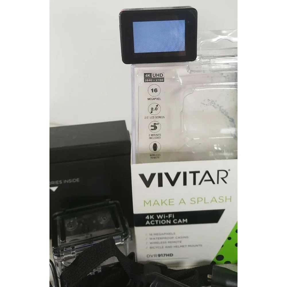 Vivitar DVR917HD 4K Action Camera with Wireless Watch Remote Black & Accessories